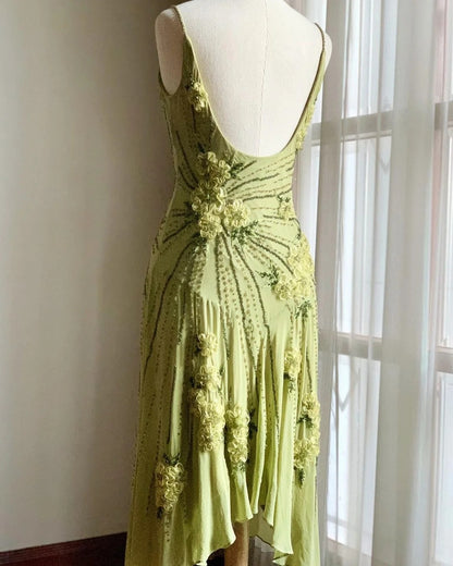 Stunning Green Strappy Embroidered Beaded Chiffon Homecoming Dress P31 PreppyDress Stunning Green Strappy Embroidered Beaded Chiffon Homecoming Dress P31 PreppyDress