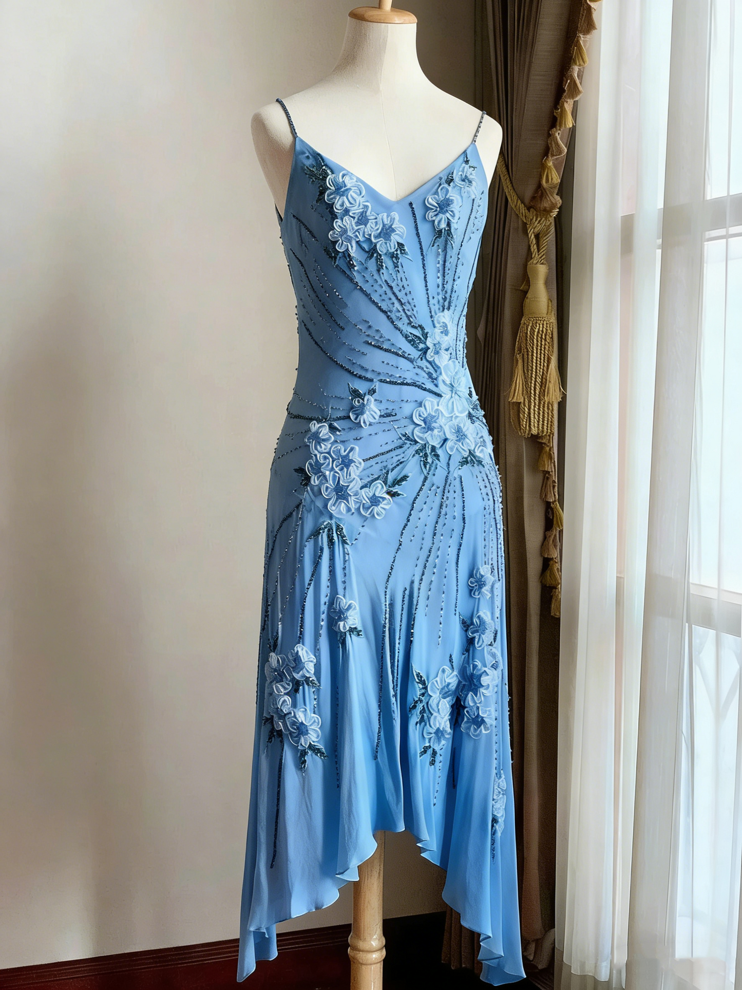 Stunning Green Strappy Embroidered Beaded Chiffon Homecoming Dress P3140