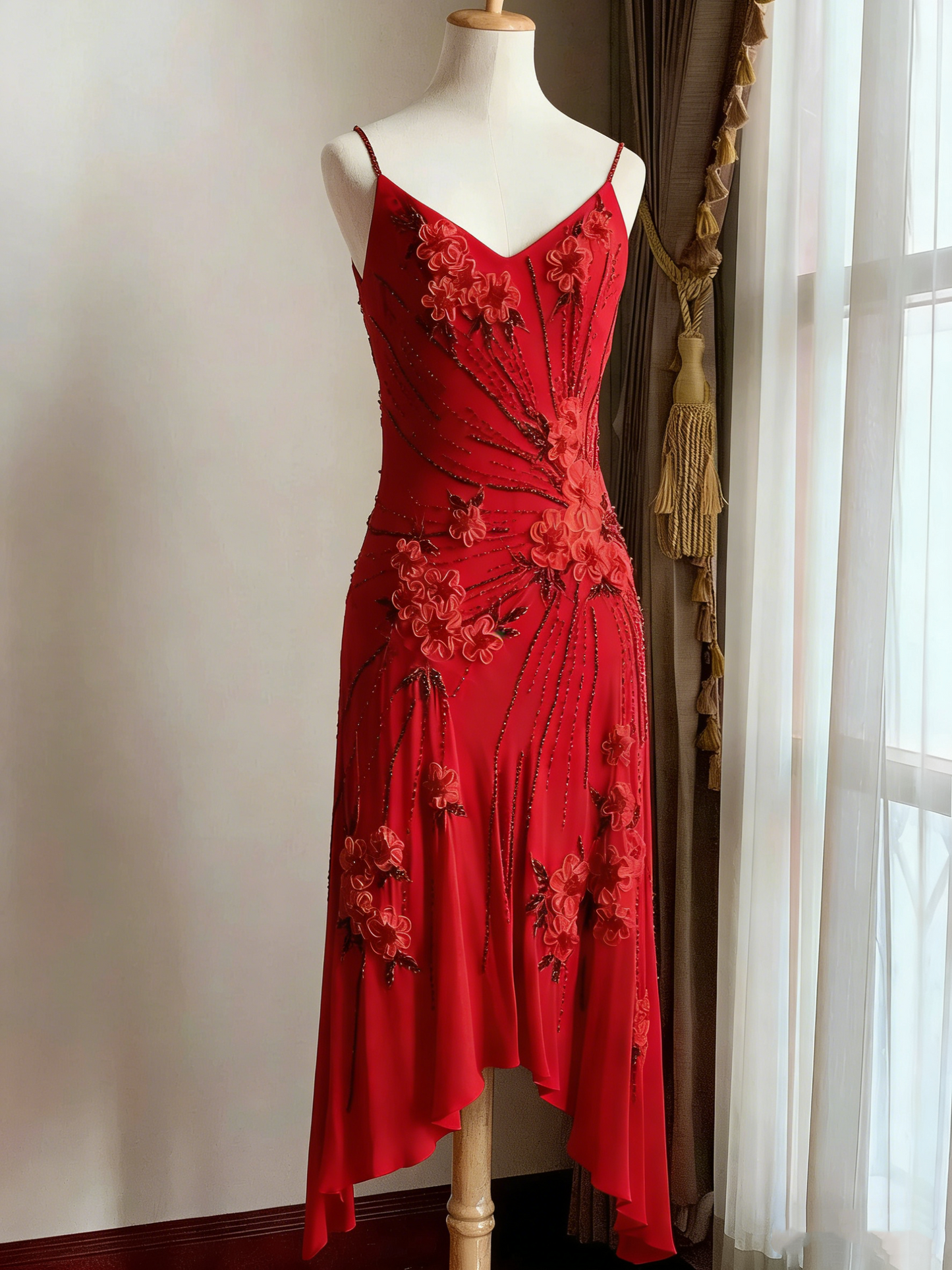Stunning Green Strappy Embroidered Beaded Chiffon Homecoming Dress P3140