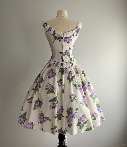 Vintage Round Neck Sleeveless Floral Handle A-Line Homecoming Dress P3 –  PreppyDress