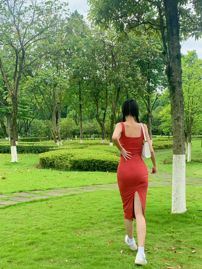 Sexy rotes trägerloses figurbetontes Heimkehrkleid P3152