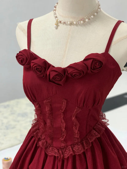 red rose homecoming dress Princess Off Shoulder Red Prom Dresses With 3D Flowers, Short Red Homecoming Dresses, US 14 / Custom Color / With Rush+$19.99