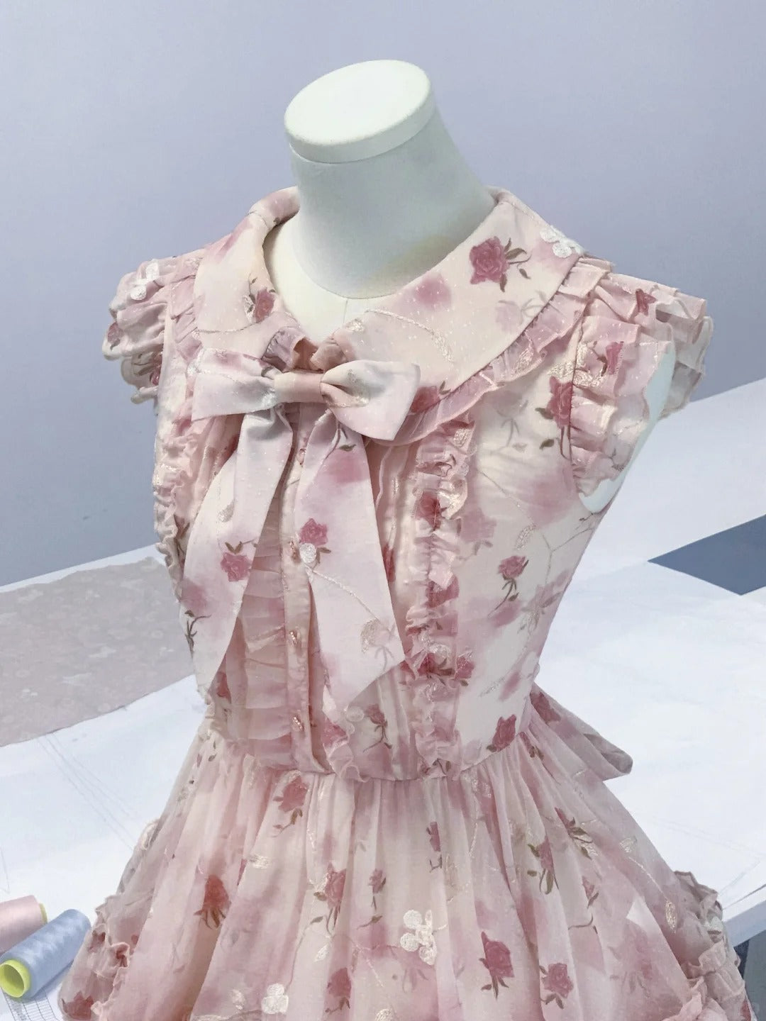 Sweet baby doll collar floral small flying sleeve puffy homecoming dre PreppyDress Sweet baby doll collar floral small flying sleeve puffy homecoming dre PreppyDress