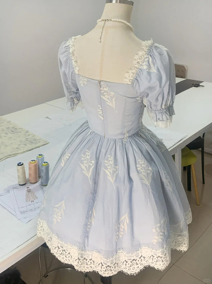 Princess light blue square neck short sleeves lace homecoming dress P3176 - Same as Picture / US2 Princess light blue square neck short sleeves lace homecoming dress P3176 - Same as Picture / US2