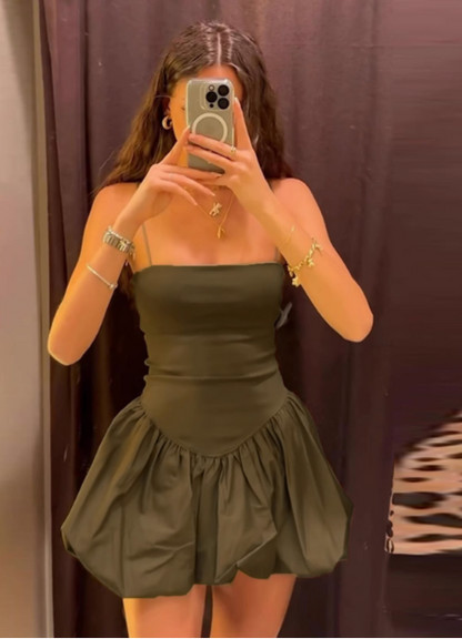 Reizendes heißes Mädchen Hosenträger Puffiger Taille A-Linien-Rock Geburtstagsparty Homecoming-Kleid P3214