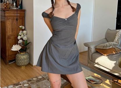 Robe de Soirée/Retour de Gala Courte Grise à Une Épaule Taille Ajustée P3226