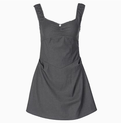 Robe de Soirée/Retour de Gala Courte Grise à Une Épaule Taille Ajustée P3226