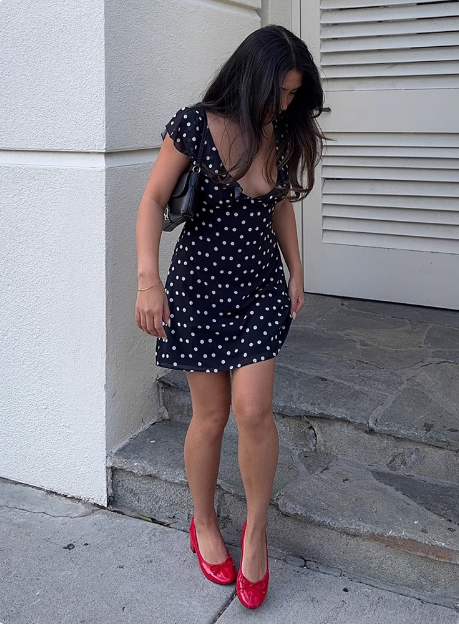 Sexy low-cut polka dot V-neck mesh sleeveless homecoming dress P3229