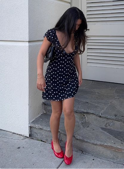 Robe de soirée sans manches en maille à pois décolleté plongeant P3229