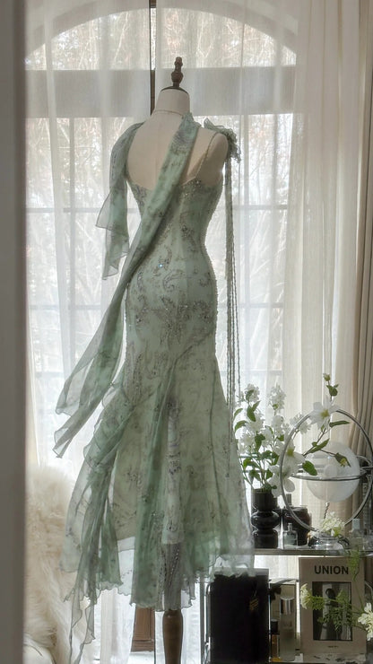 green emerald velvet dress Blush Beaded High Neck Prom Dress 20652 Blush / 26W main image 1