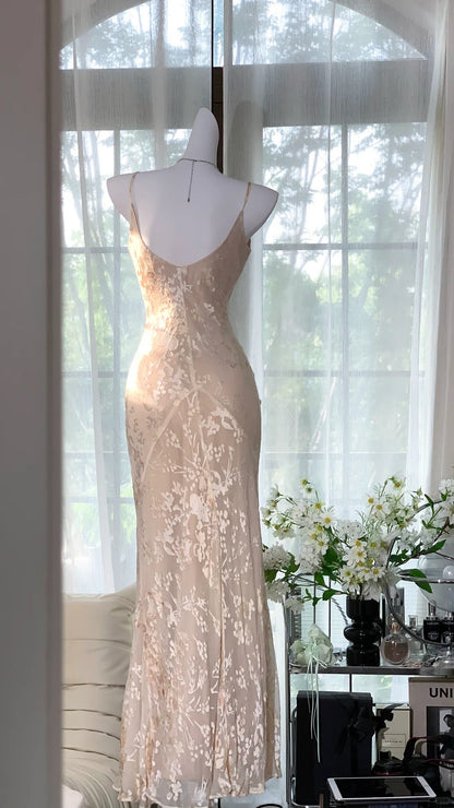 Elegantes rosa Meerjungfrau-Abendkleid aus Chiffon mit Trägern Ballkleid P3254