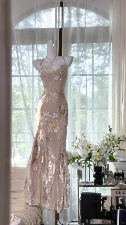Elegant Light Pink Chiffon Printed Mermaid Evening Gown Prom Dress P32 –  PreppyDress
