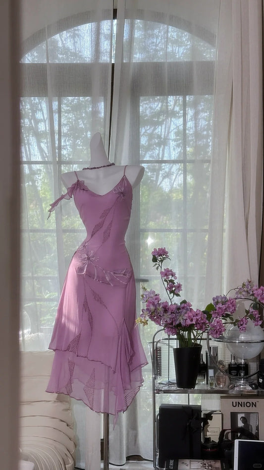 Enchanting Purple Chiffon Beaded Mermaid Prom Dress P3264