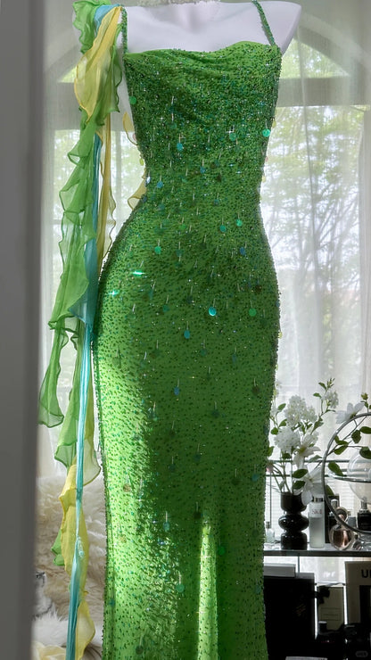Shiny Full Beaded Heavy Green Mermaid Backless Evening Gown Prom Dress P3278 - AS PHOTO / US2 Shiny Full Beaded Heavy Green Mermaid Backless Evening Gown Prom Dress P3278 - AS PHOTO / US2