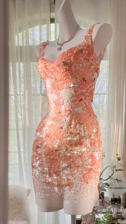 Sparkling Grapefruit Fitted Short Prom Dress P3282 Sparkling Grapefruit Fitted Short Prom Dress P3282