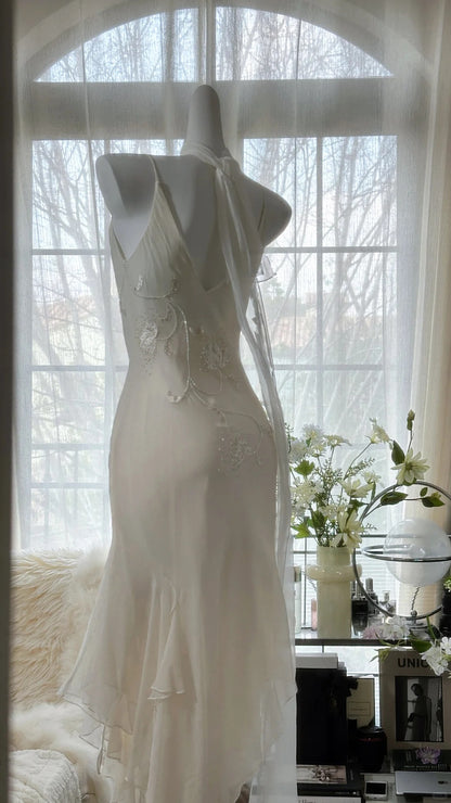 Pure and Elegant Chiffon Strap Beaded Mermaid Prom Dress P3292