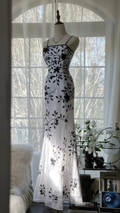 Vintage Bamboo Shadow Beaded Strap Chiffon Evening Gown Prom Dress P32 – PreppyDress