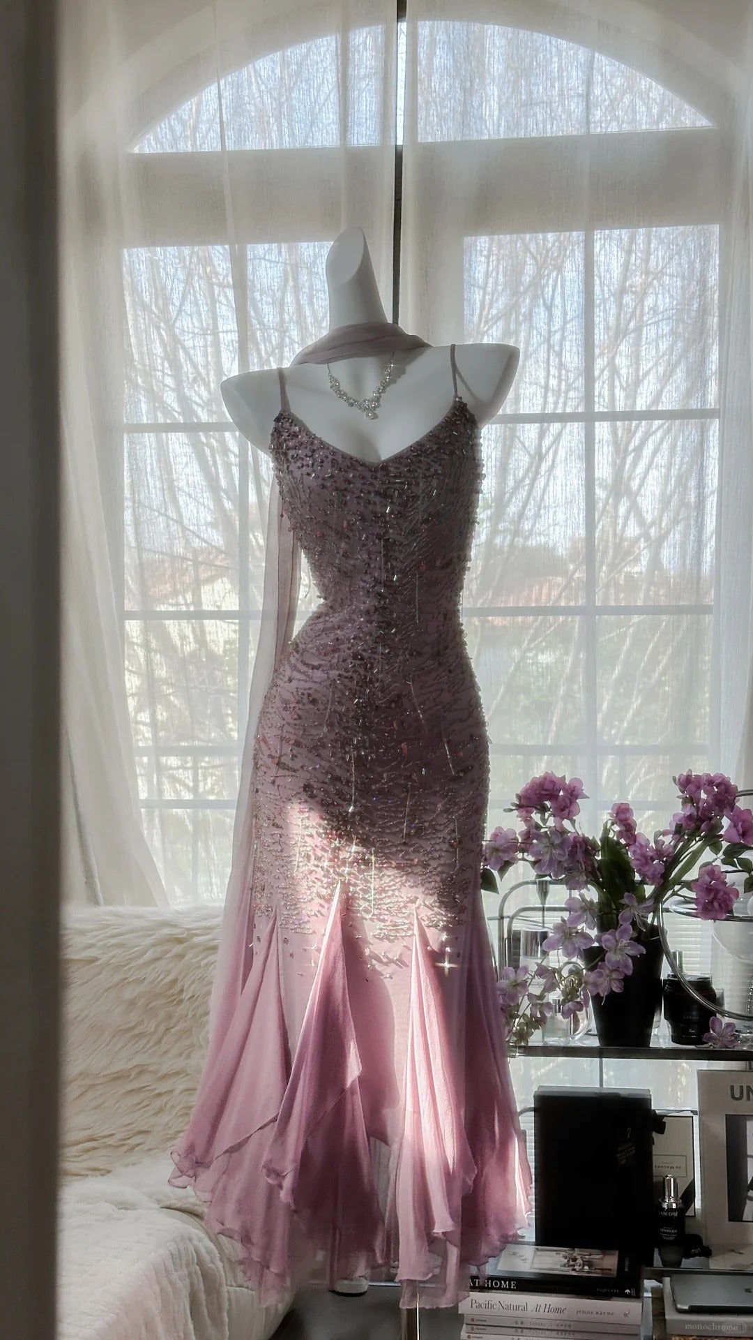 Stunning Purple Chiffon Beaded Prom Dress P3301