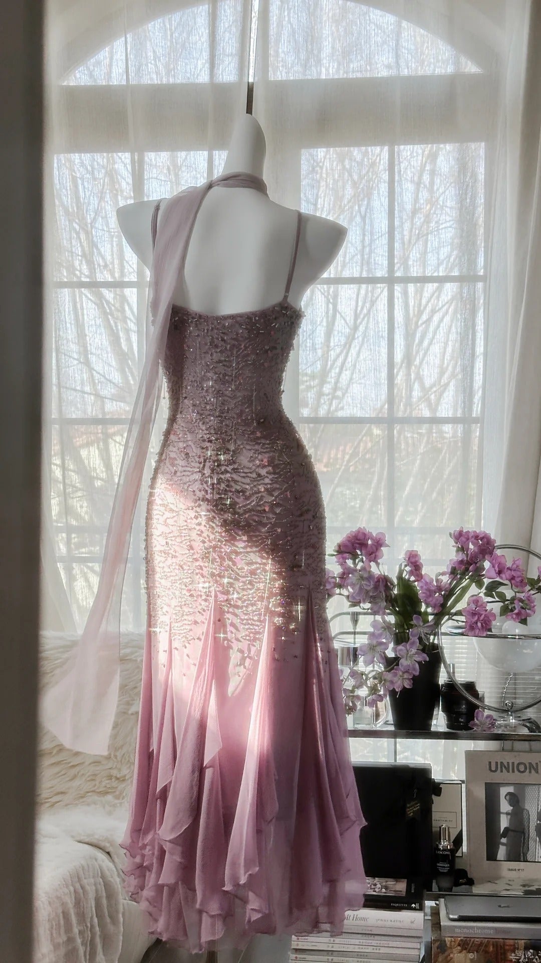 Stunning Purple Chiffon Beaded Prom Dress P3301