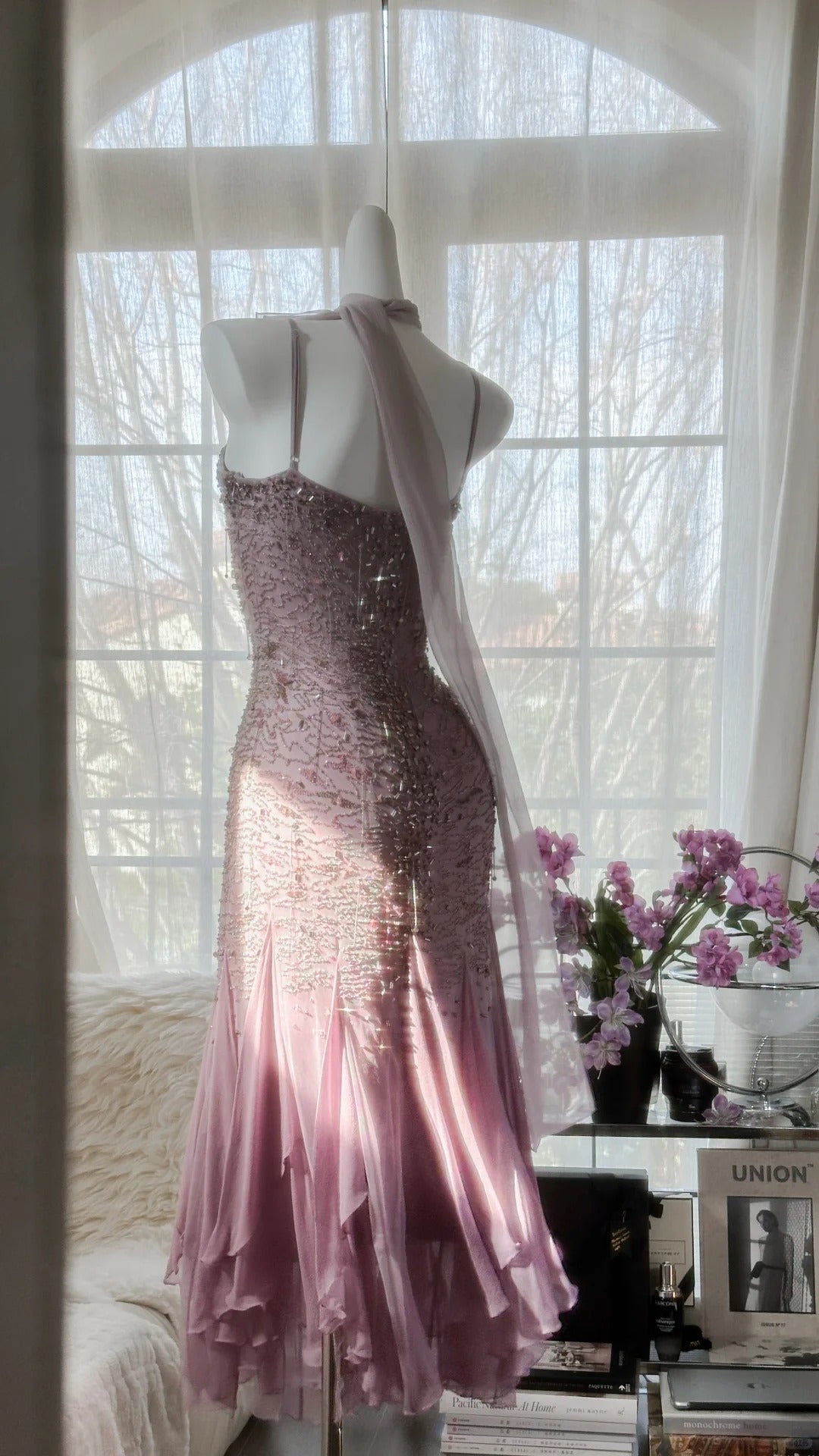 Stunning Purple Chiffon Beaded Prom Dress P3301