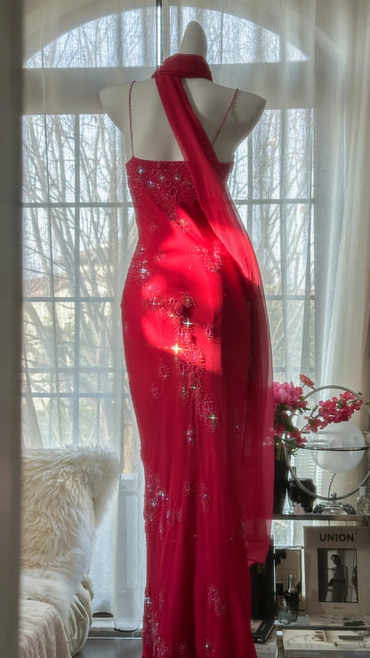strapless open back dress Long Sleeves Red/Burgundy Dress Chiffon Sexy Deep V Neck Women Formal –  Siaoryne main image 0