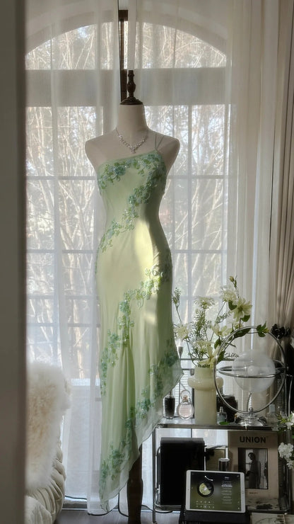 Stunning Mint Green One Shoulder Chiffon Beaded Bias-cut Skirt Prom Dr – PreppyDress