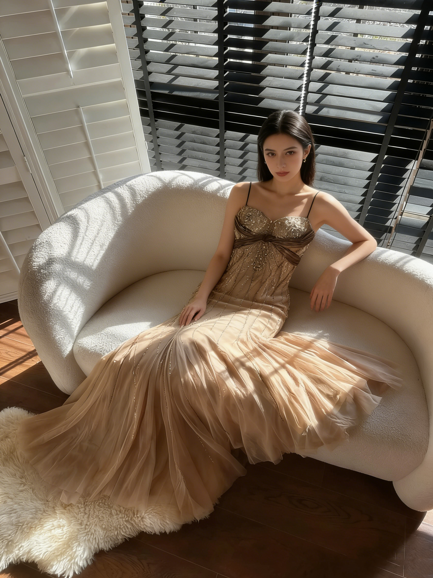 slim fit dress slacks Shiny Vintage Beaded Chiffon Gold Long Prom Dress P3340