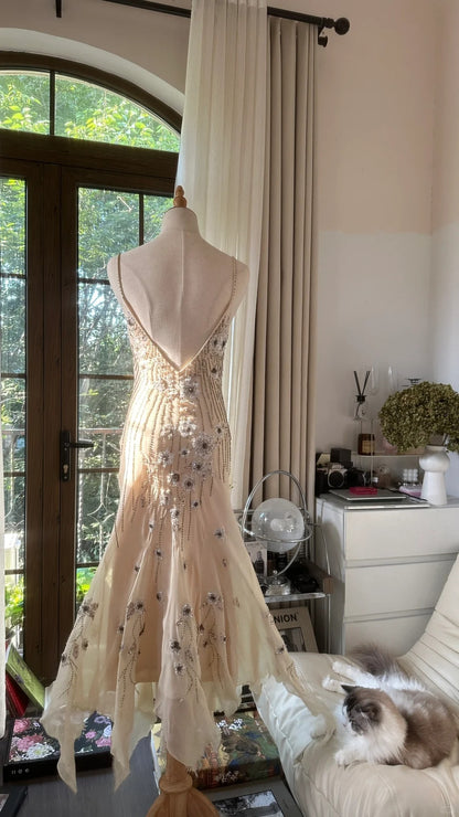 Stunning White Strap Beaded Chiffon Prom Dress P3349 PreppyDress Stunning White Strap Beaded Chiffon Prom Dress P3349 PreppyDress