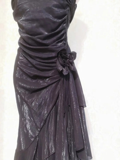 Wunderschönes Meerjungfrauen-Heimkehrkleid mit Spaghettiträgern, eisblauer, asymmetrischer Rock P3365
