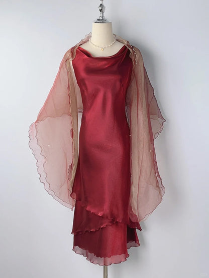 Elegantes burgunderrotes Homecoming-Kleid mit Rundhalsausschnitt P3366