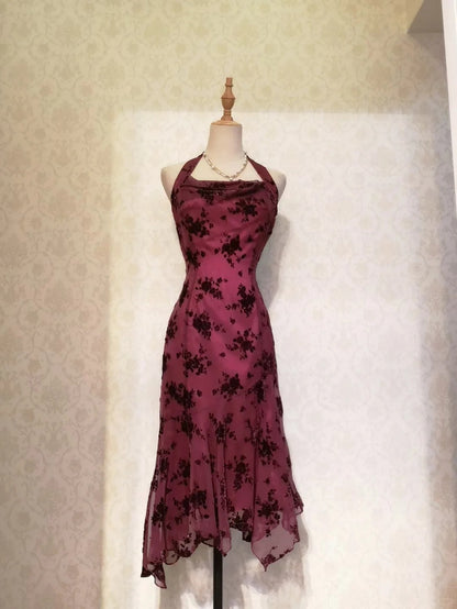 Vintage Chic Neckholder Abendkleid aus Chiffon mit Perlen P3370