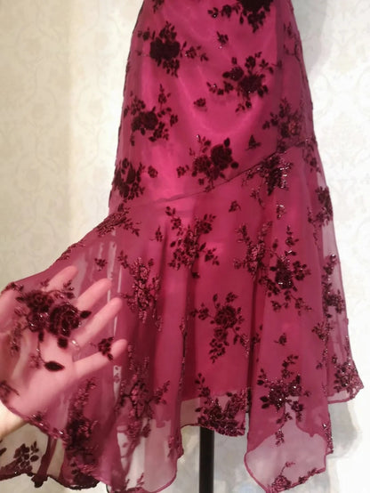 Vintage Chic Neckholder Abendkleid aus Chiffon mit Perlen P3370