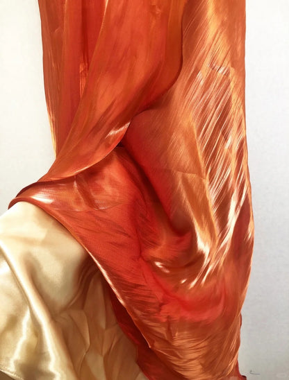 Wunderschönes orangefarbenes trägerloses Meerjungfrauen-Ballkleid mit 3D-Laserblumen P3372