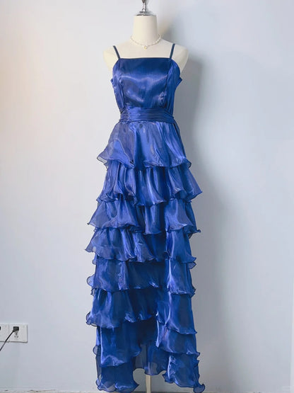 Niedlicher Königsblauer Kuchenrock A-Linie Langes Ballkleid P3375