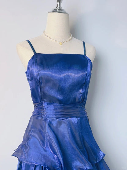 Niedlicher Königsblauer Kuchenrock A-Linie Langes Ballkleid P3375