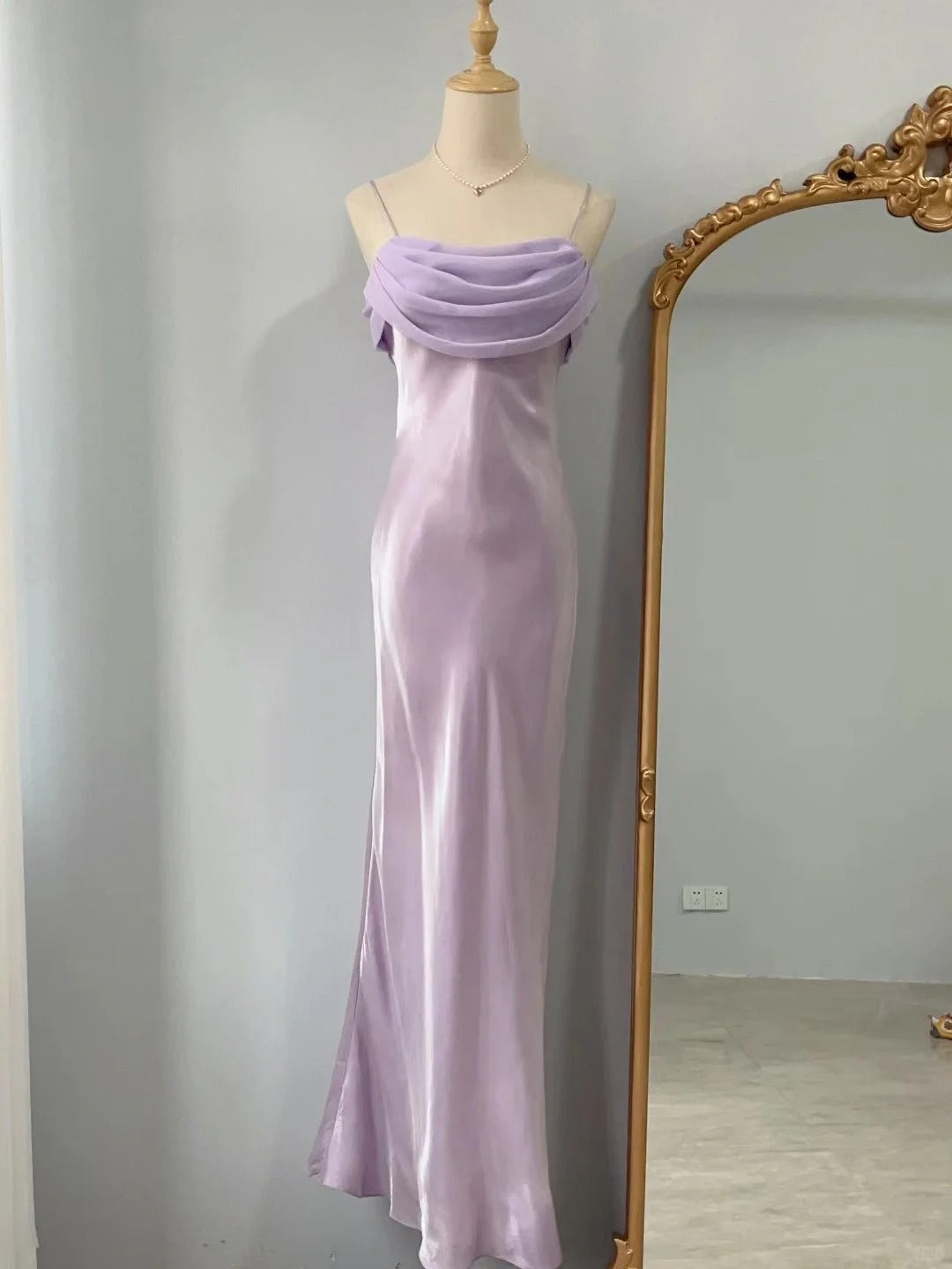 Cute Purple Spaghetti Strap Fit Long Prom Dress P3377