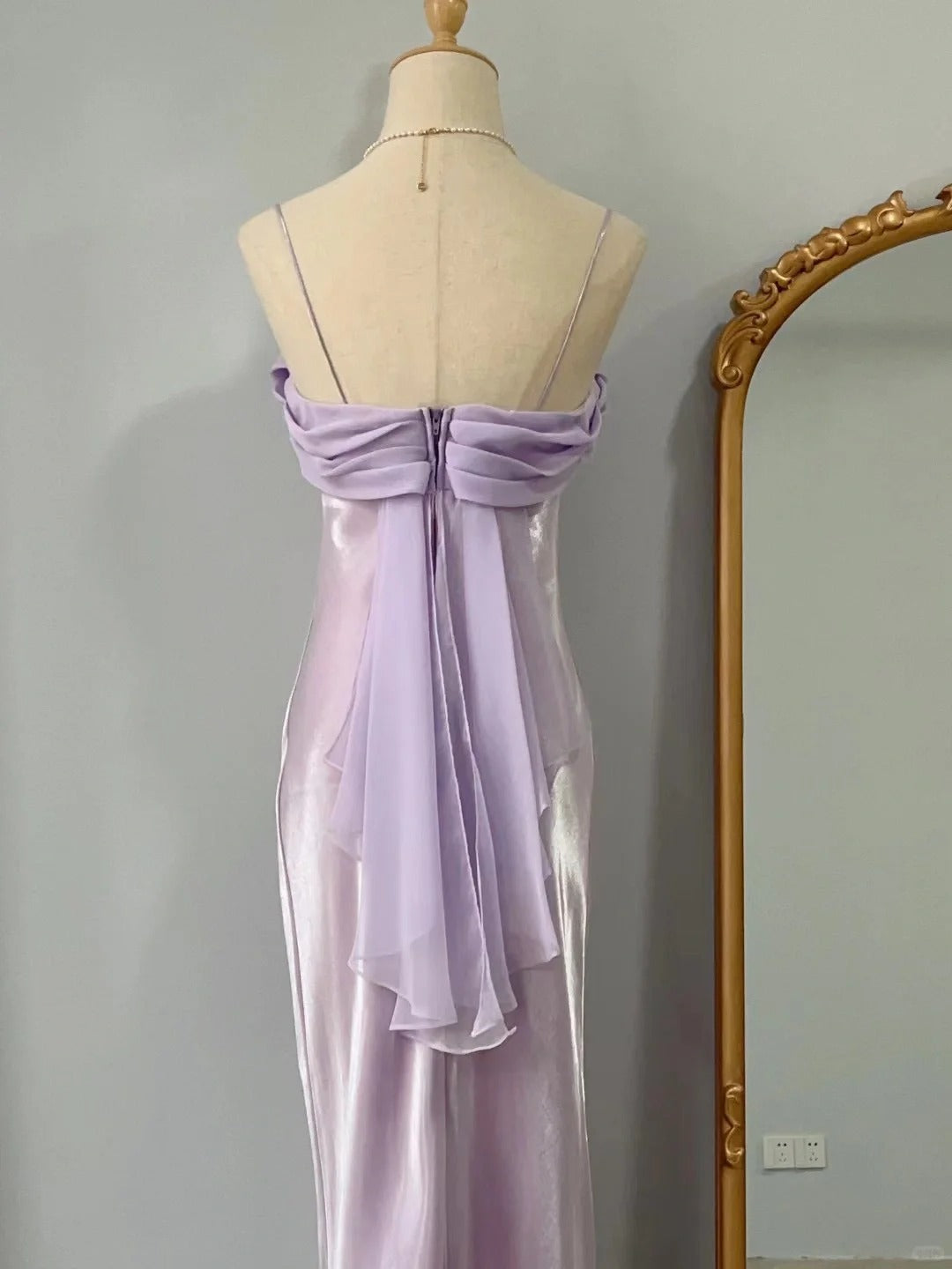 Cute Purple Spaghetti Strap Fit Long Prom Dress P3377