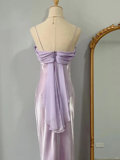 Cute Purple Spaghetti Strap Fit Long Prom Dress P3377
