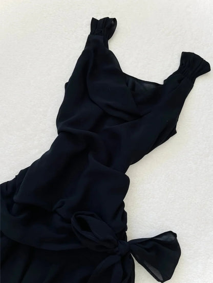 Cute Black Chiffon Strap Mini Homecoming Dress P3405  PreppyDress