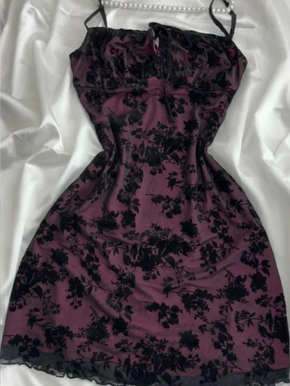 Vintage Purple Black Lace Strap Mini Homecoming Dress P3419 PreppyDress Vintage Purple Black Lace Strap Mini Homecoming Dress P3419 PreppyDress