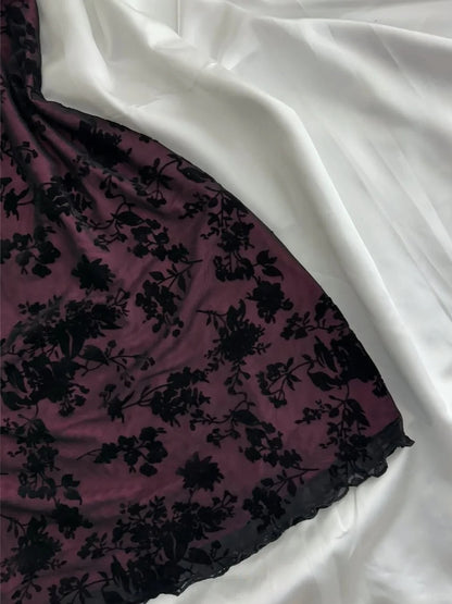 Vintage Lila-Schwarz Spitze Träger Minikleid für Homecoming P3419