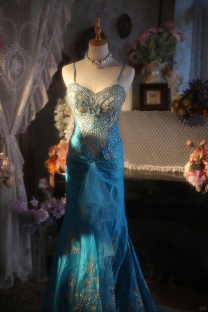 blue dress for baby girl Primavera Beaded-Print Long Prom Dress 4107 Red / 000 main image 0