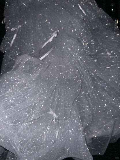 Funkelndes Galaxie-Silberperlen-Schleifen-Tüll-Prinzessinnen-Ballkleid P3453