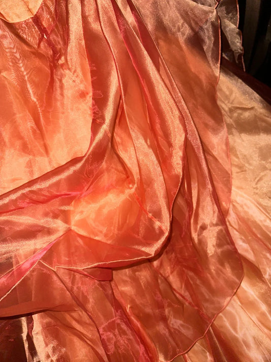 Beautiful Orange Tube Top Puffy Princess Long Prom Dress P3455