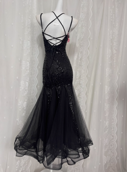 fitted lace wedding dress Flowing Ribbons Mesh Sleeveless Evening Dress
