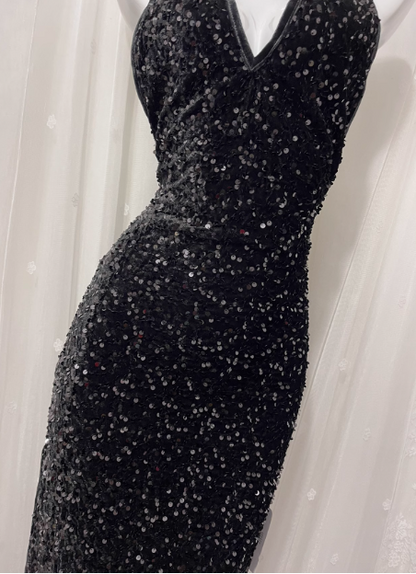 Black Sexy Backless Halter Neck Sequined Prom Dress P3464 Black Sexy Backless Halter Neck Sequined Prom Dress P3464