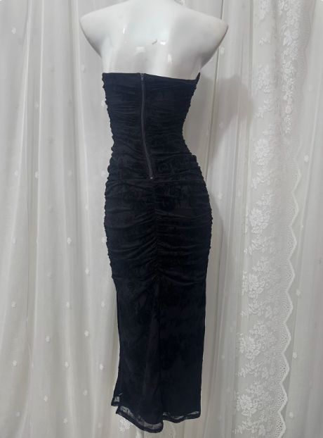 Sexy Tube Top Printed Waist And Hip-hugging Prom Dress P3465