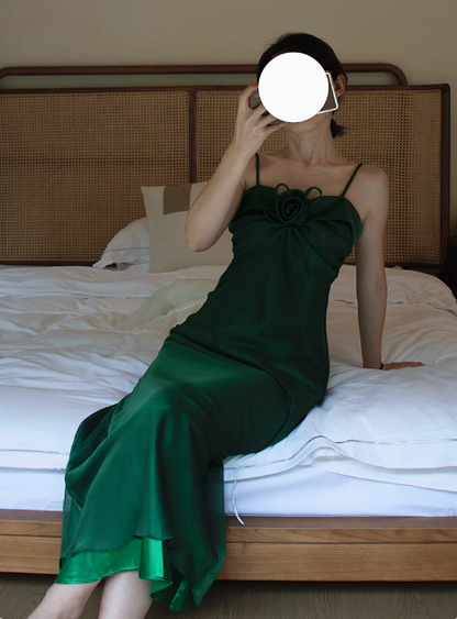 Vintage Dunkelgrünes Trägerloses Schmal Geschnittenes Elegantes Ballkleid P3470