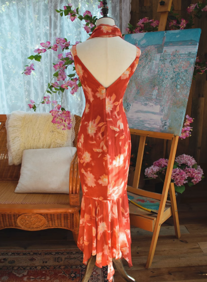 Wunderschönes trägerloses Meerjungfrauen-Ballkleid aus Chiffon mit figürlichem Ölbild P3479