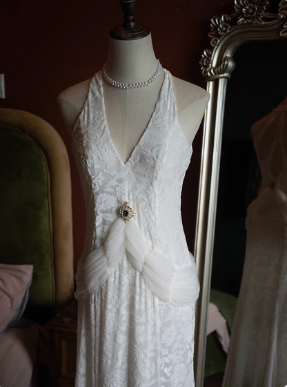Sexy Meerjungfrauen-Abschlussballkleid mit Spitzen-Neckholder und V-Ausschnitt P3482